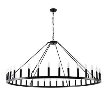 Larger Wagon Wheel Chandelier 36-Light Rustic Pendant Lighting