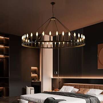 Larger Wagon Wheel Chandelier 36-Light Rustic Pendant Lighting