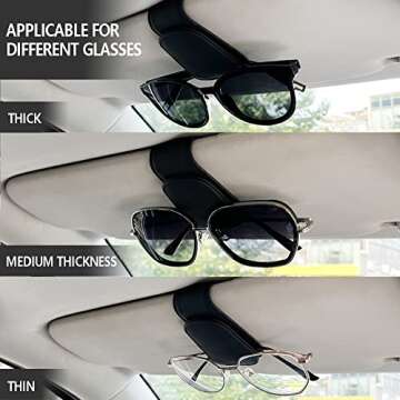 CMWWYFC 2Pcs Sunglass Holder for Car, Magnetic Leather Eyeglass Hanger Clip for Car Sun Visor, Sunglasses Holder and Ticket Card Clip for Car Visor Accessories