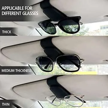 CMWWYFC 2Pcs Sunglass Holder for Car, Magnetic Leather Eyeglass Hanger Clip for Car Sun Visor, Sunglasses Holder and Ticket Card Clip for Car Visor Accessories
