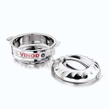 Vinod 3-Piece Insulated Casserole Food Warmer/Cooler Hot Pot Gift Set, 1000mL+1500mL+2500mL, Stainless Steel