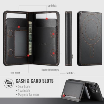 Vinich MagSafe Magnetic RFID Wallet for iPhones 12-16