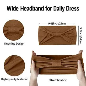 Wide Headbands for Women Black Stylish Head Wraps Boho Thick Hairbands Large African Sport Yoga Turban Headband Hair Accessories (Pack of 4)