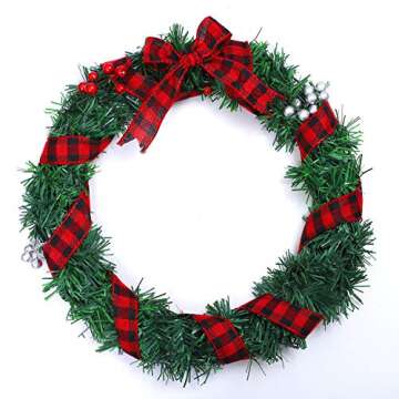 URATOT Red and Black Plaid Burlap Ribbon Christmas Wired Ribbon Wrapping Ribbon for Christmas Crafts Decoration, Floral Bows Craft (2.5cm x 6m)