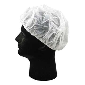 Disposable Caps Hair Nets, Salon Spa Food Service 100 Pack 21" White
