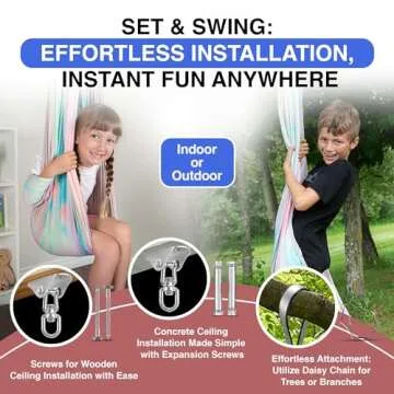 Savoiz - Therapy Swing for Kids - Durable, Adjustable & Easy Install - Suitable for Indoor/Outdoor Use - Soothing for Sensory Processing Disorder & Special Needs - Tie Dye Multi