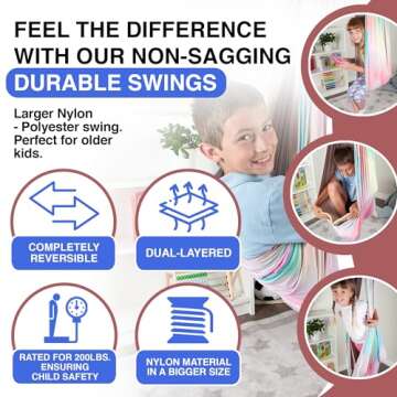 Savoiz - Therapy Swing for Kids - Durable, Adjustable & Easy Install - Suitable for Indoor/Outdoor Use - Soothing for Sensory Processing Disorder & Special Needs - Tie Dye Multi