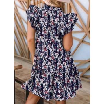 Dokotoo Beach Vacation Clothes for Women 2025 Resort Wear Bohemian Drawstring V Neck Short Ruffle Sl...