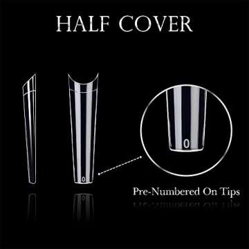Extra Long Coffin Nail Tips, Clear Acrylic Nail Tips 550 Pcs Half Cover Artificial False Nails for Salons and DIY Nail Art with Box (9 Sizes)