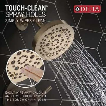 Delta Faucet Saylor 14 Series Gold Shower Valve Trim Kit, Delta Shower System, Shower Faucet Set, Gold Shower Fixture, Shower Head and Handle Set, Champagne Bronze T14235-CZ (Valve Not Included)