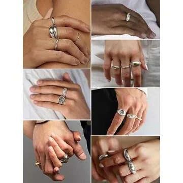 GOLDCHIC JEWELRY High Polished Silver Dome Ring for Women, Big Large Finger Danity Ring Chunky Wide ...