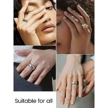 GOLDCHIC JEWELRY High Polished Silver Dome Ring for Women, Big Large Finger Danity Ring Chunky Wide Statement Ring, Size 8 Ring