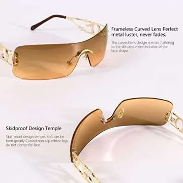 Trendy SENMARIES Rimless Y2K Sunglasses for Eye Protection