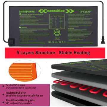 Seedling Heat Mat 10" x 20.75", IP67 Waterproof Hydroponic Heating Mat, Seed Plant Propagation Mat, 2Pack Plant Heating Mat,MET Certified (with 4 Gardening Tools)