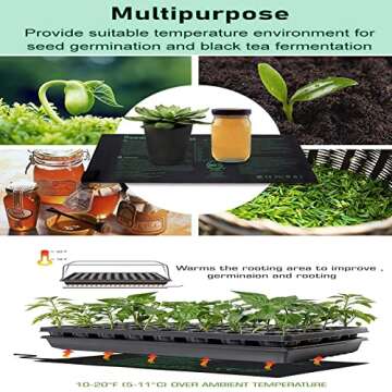 Seedling Heat Mat 10" x 20.75", IP67 Waterproof Hydroponic Heating Mat, Seed Plant Propagation Mat, 2Pack Plant Heating Mat,MET Certified (with 4 Gardening Tools)