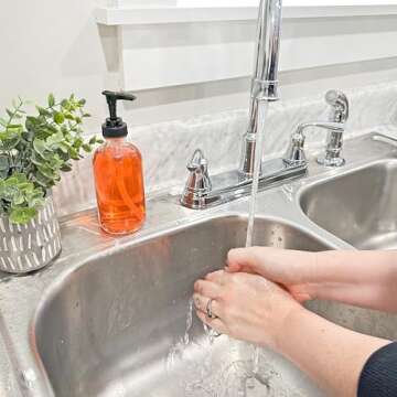 Cornucopia Brands 8oz Clear Glass Pump Bottles (4-Pack w/Black Plastic Pumps), Great as Essential Oil Bottles, Lotion Bottles, Soap Dispensers, and More