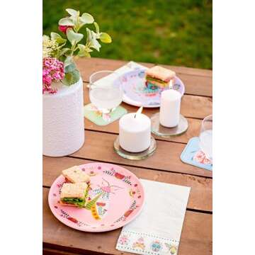 Karma, 7.75 inches Melamine Dessert Plates Set of 4, Reusable Dishwasher Safe Plates for Outdoor and Indoor, Bugs