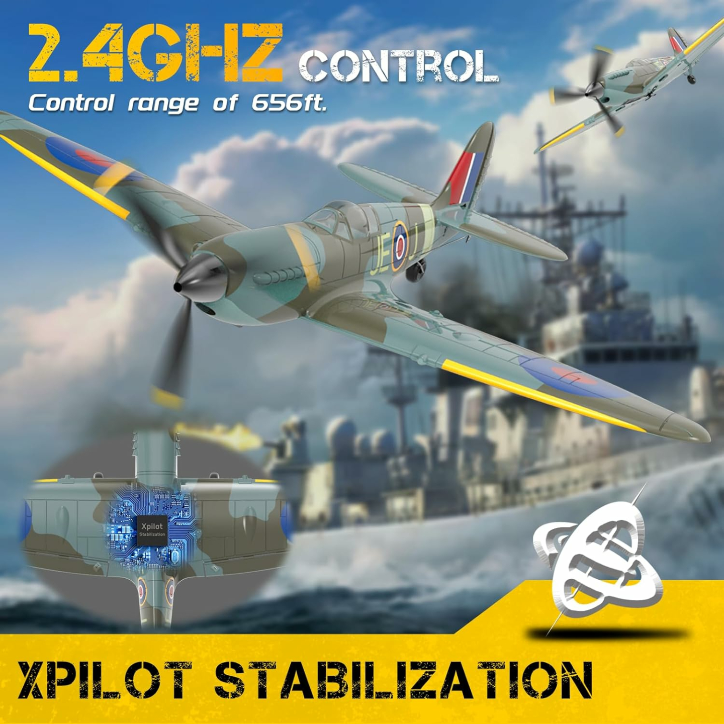 CKYSCHN Spitfire V2 RC Plane with Stabilization System