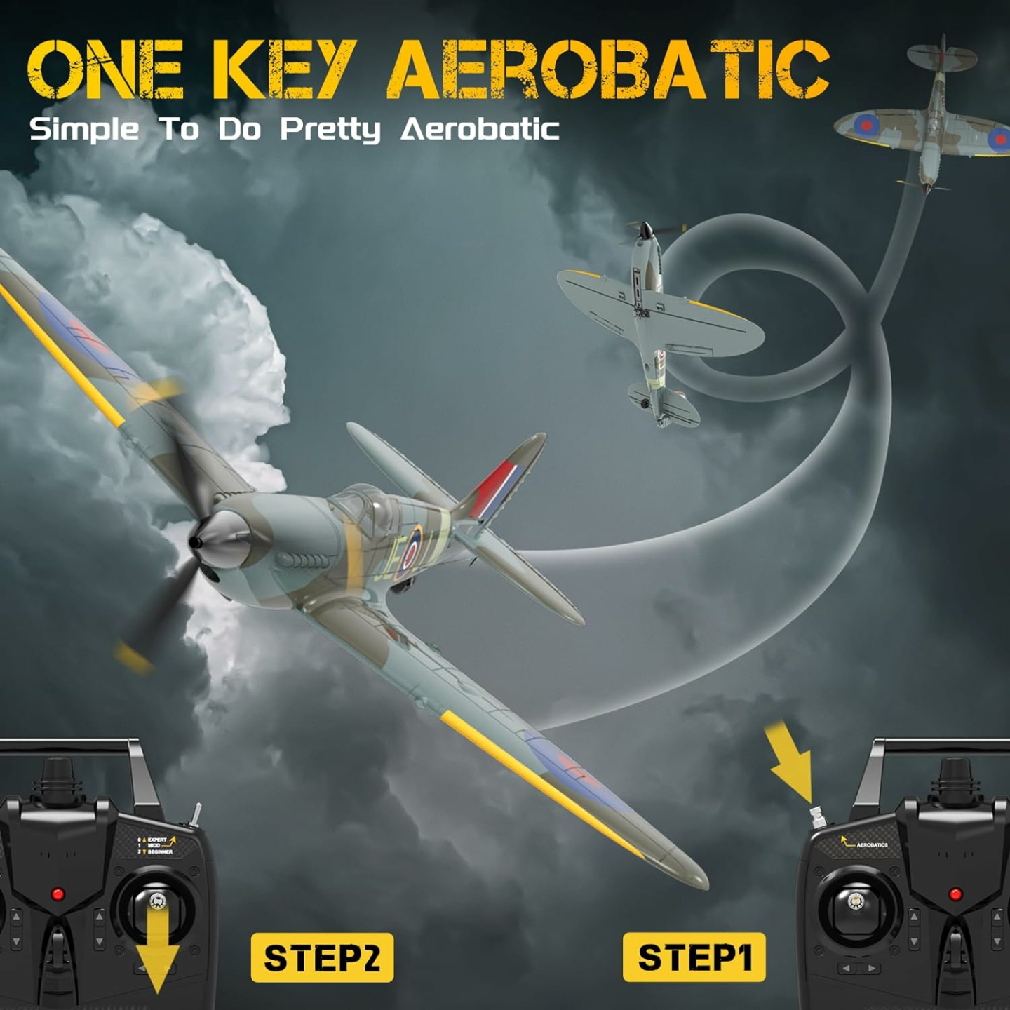 CKYSCHN Spitfire V2 RC Plane with Stabilization System