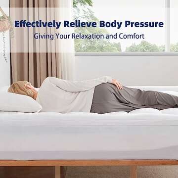 SINWEEK Dual Layer 4 Inch Memory Foam Mattress Topper, Full Size, 2 Inch Cooling 5-Zone Gel Memory Foam Plus 2 Inch Extra Thick Pillowtop Cover, Pressure Relieve Soft Mattress Pad,Light Blue