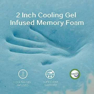 SINWEEK Dual Layer 4 Inch Memory Foam Mattress Topper, Full Size, 2 Inch Cooling 5-Zone Gel Memory Foam Plus 2 Inch Extra Thick Pillowtop Cover, Pressure Relieve Soft Mattress Pad,Light Blue