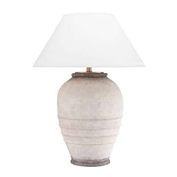 Hudson Valley Lighting Decatur 1 Light Table Lamp - Ash Finish - White Belgian Linen Shade