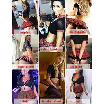 ADOME Sexy Lingerie Set with Crop Top and Mini Skirt