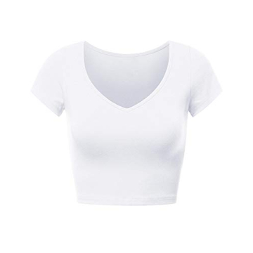VIIOO Women's Casual V Neck Crop Top - Stylish & Comfortable