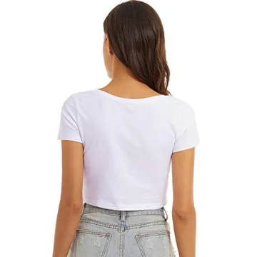 VIIOO Women's Casual V Neck Crop Top - Stylish & Comfortable