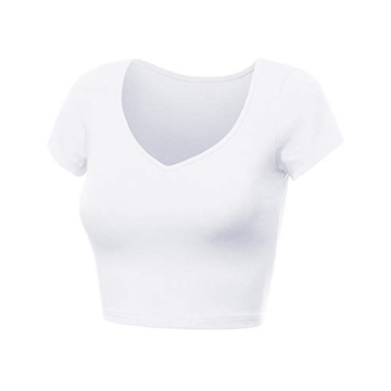 VIIOO Women's Casual V Neck Crop Top - Stylish & Comfortable