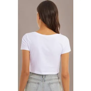VIIOO Women's Casual V Neck Crop Top - Stylish & Comfortable