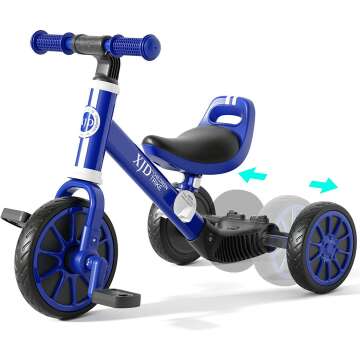 XJD 3-in-1 Kids Tricycle for Ages 10 Months to 3 Years