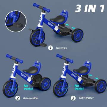 XJD 3-in-1 Kids Tricycle for Ages 10 Months to 3 Years