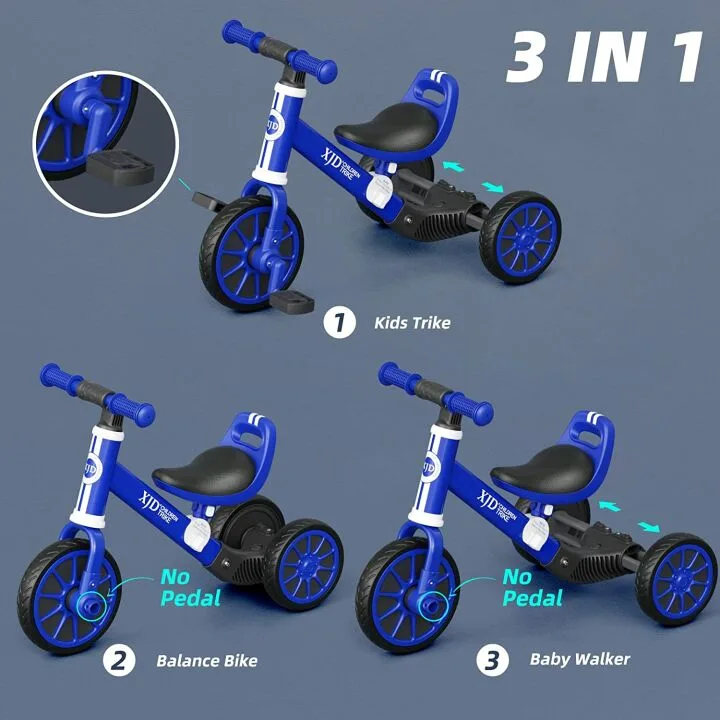 XJD 3-in-1 Kids Tricycle for Ages 10 Months to 3 Years