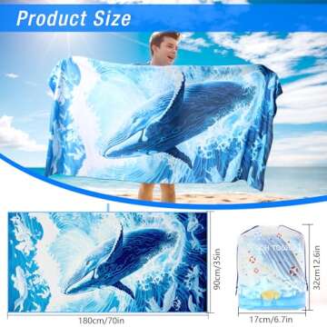 ZIOSINM Beach Towel Oversized, Microfiber Beach Towels 71"x35" Extra Large Beach Towel Microfiber Po...