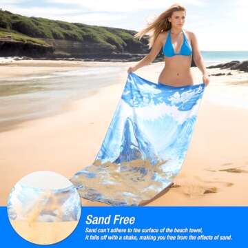 ZIOSINM Beach Towel Oversized, Microfiber Beach Towels 71"x35" Extra Large Beach Towel Microfiber Pool Towels for Beach Essentials, Camping Essentials, Cruise Ship Essentials (Whale)