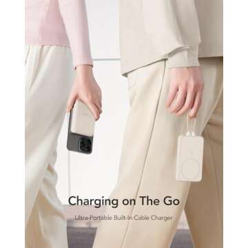 Charmast 10000mAh Wired Portable Charger, 20W Fast Charging Slim Power Bank with Removable Cable for...