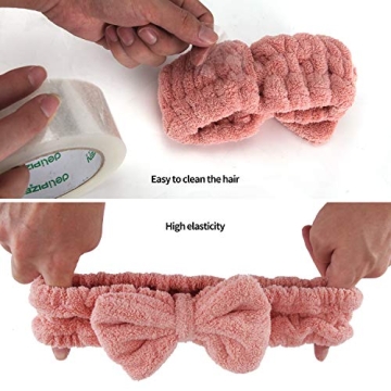 Senkary 4 Pack Bow Makeup Headbands for Spa and Skincare