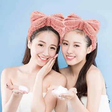 Senkary 4 Pack Bow Makeup Headbands for Spa and Skincare
