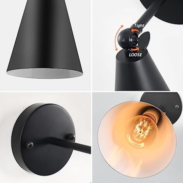 KPWONY Vintage Wall Sconces 2-Pack Adjustable Industrial Lighting