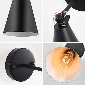 KPWONY Vintage Wall Sconces 2-Pack Adjustable Industrial Lighting