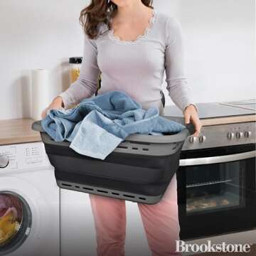 BROOKSTONE, 1 UNIT, 11 GALLONS - [OUR LARGEST BASKET EVER] 24" Collapsible Laundry Basket, Comfort N...