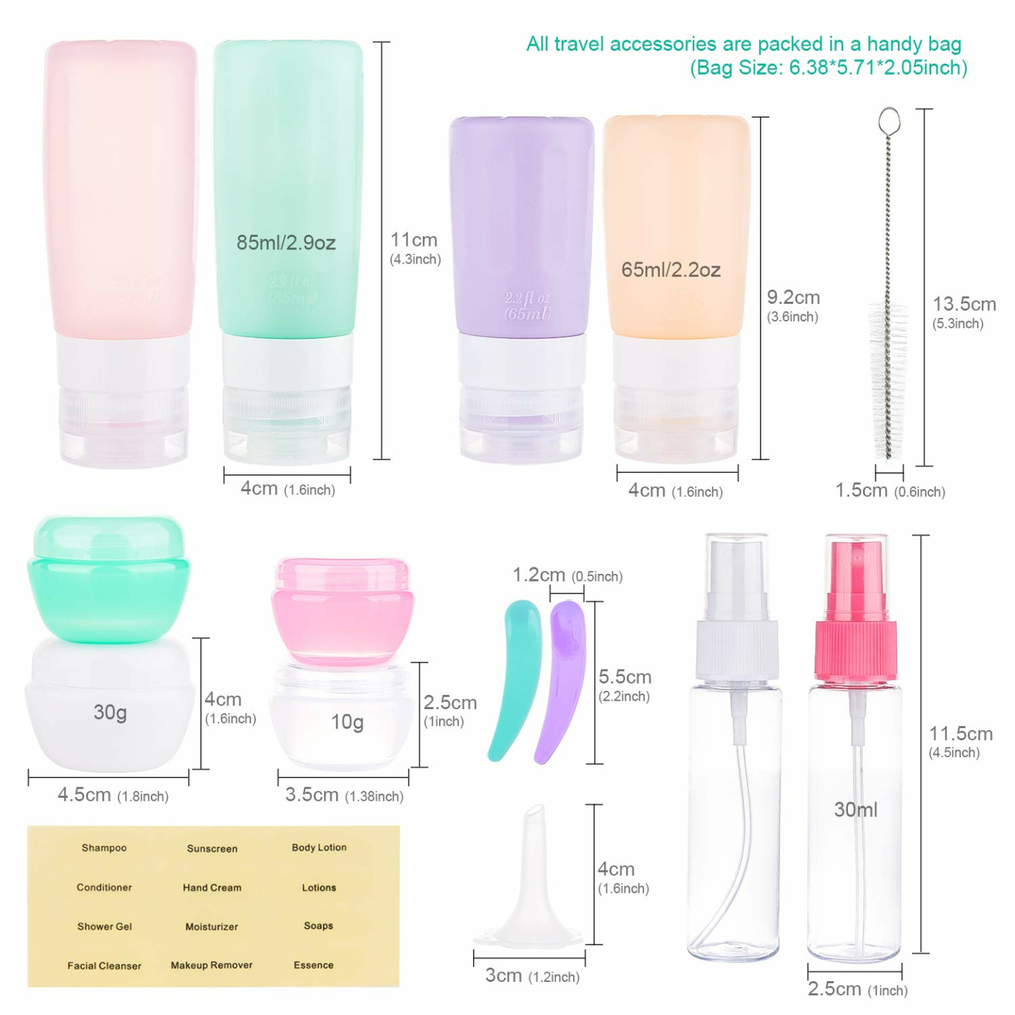 Travel Bottles Set - 16 Pack TSA Approved Silicone