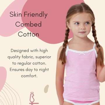 Feathers Girls Pink Butterfly Cami 3-Pack Undershirts