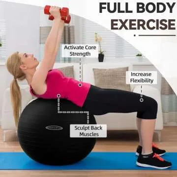 Fitvids Anti-Burst Exercise Ball for Core Strength and Balance