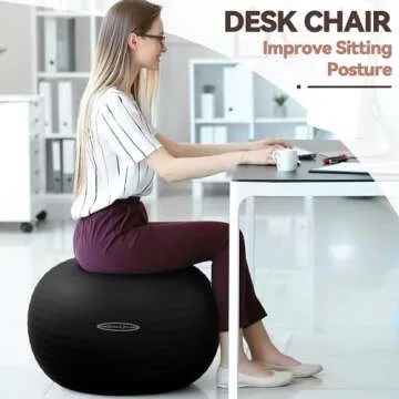 Fitvids Anti-Burst Exercise Ball for Core Strength and Balance