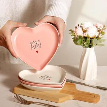 Heart Shaped Ceramic Plates for Valentines Day Gifts