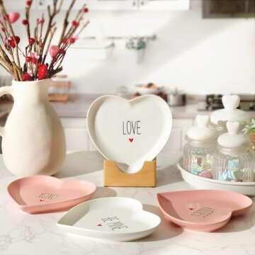 Heart Shaped Ceramic Plates for Valentines Day Gifts