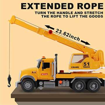 Dwi Dowellin Toys for 3 Years Old Boys Girls Kids,Construction Toy Crane Truck with Lights and Sounds