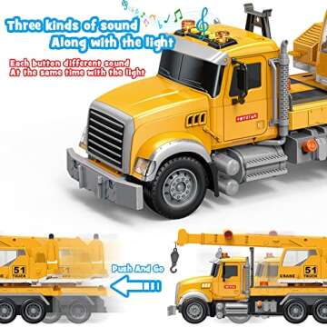Dwi Dowellin Toys for 3 Years Old Boys Girls Kids,Construction Toy Crane Truck with Lights and Sounds